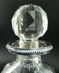 ART DECO Baccarat Decanter Pair Cut Crystal Sterling Silver Collared Signed 1930
