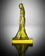 Art Deco Crystal Large Statue Woman Czech Bohemian Hand Cut Glass Uranium Yellow