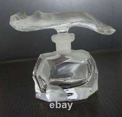 ART DECO Glass Flacon Crystal Czech Bohemian Perfume Bottle Hand Cut Nude Woman