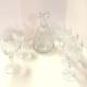 Astral Crystal Mira Cut Liquor Decanter And Set Of 7 Wine Glasses 6 H X 2.25