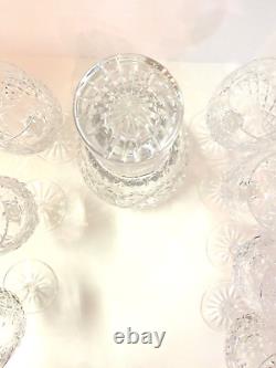 ASTRAL Crystal MIRA Cut Liquor Decanter and set of 7 Wine Glasses 6 H X 2.25