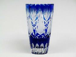 A German Cobalt Blue Hand Cut 24% Lead Crystal Vase. Measures 7 1/4 Height