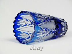 A German Cobalt Blue Hand Cut 24% Lead Crystal Vase. Measures 7 1/4 Height
