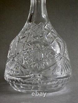 A Heavy Beautiful American Brilliant Cut Glass Carafe Decanter Marked M or W