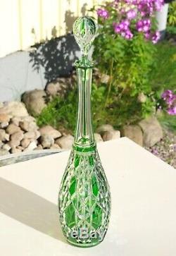 A Magnificent Baccarat Decanter Emerald Green Cut Glass France