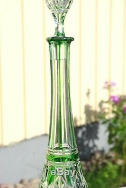 A Magnificent Baccarat Decanter Emerald Green Cut Glass France
