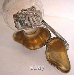 A Sterling Silver & Chrystal Cut Glass Antique French Jug Decorated With Swans