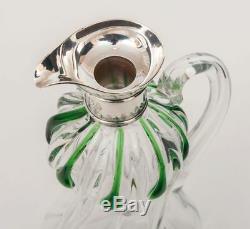 A Stuart Crystal Art Nouveau Silver & Glass Cairngorm Drop Decanter / Claret Jug