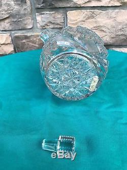 Abp Pitkin & Brooks Heart Brilliant Cut Glass Whiskey / Rum Jug / Decanter P&b