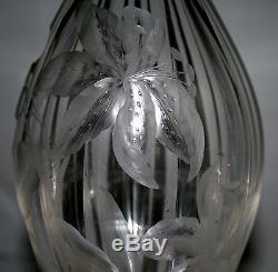 Abp c1910 American engraved cut glass decanter, Tuthill, Lily, 999/silver, 15t