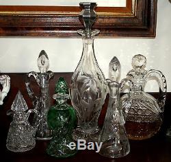 Abp c1910 American engraved cut glass decanter, Tuthill, Lily, 999/silver, 15t