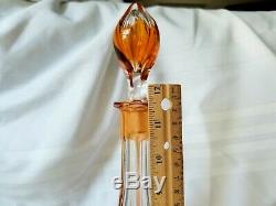 Ajka Bohemian Czech Crystal Decanter Rare Orangey Peach Cut to Clear