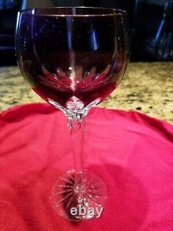 Ajka Castille 4 Crystal Wine Glasses Goblets Cut To Clear, 3 Have Stickers