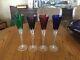 Ajka Crystal Multi Color Cut To Clear Flared Wine Glasses Champagne Flutes