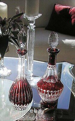 Ajka Hungary Castille Ruby Cased Cut To Clear Crystal Decanter