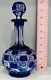 Ajka Hungary Cobalt Blue Cased Cut To Clear Crystal Decanter