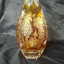 Ajka Marsala Amber Gold Cut To Clear Crystal Decanter FANTASTIC PIECE 15,5