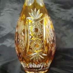 Ajka Marsala Amber Gold Cut To Clear Crystal Decanter FANTASTIC PIECE 15,5