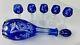 Ajka Marsala Cut To Clear Cobalt Blue Crystal Decanter With 5 Cordials