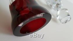 Ajka Marsala Ruby Red Cased Cut To Clear Decanter + Stopper, Brand New, Signed