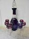 Ajka Nauchman Ruby Cut To Clear 16 Wine Decanter With Stopper 6 Cordials Glasses