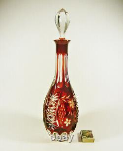 Ajka Ruby Red Marsala Cased Cut To Clear Crystal Wine Decanter #2 Type 15