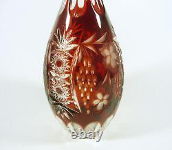 Ajka Ruby Red Marsala Cased Cut To Clear Crystal Wine Decanter #2 Type 15