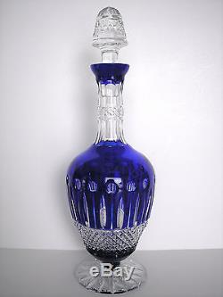 Ajka Xenia King Louis Tommy Cobalt Blue Cased Cut To Clear Crystal Decanter