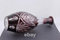 Ajka/avitra Ruby Red Cut To Clear Crystal Decanter Mint