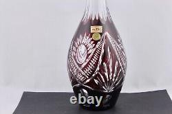 Ajka/avitra Ruby Red Cut To Clear Crystal Decanter Mint