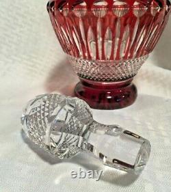 Ajka/dillards Xenia Ruby Red Decanter 15 1/2 Cut To Clear Crystal Bohemian