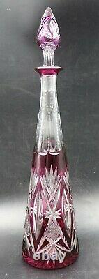 Amazing French Baccarat Crystal Decanter Violet Deep Cut to Clear, ca 1900