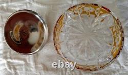 Amber Cut Glass Dish w-Silver Lid Czech-Bohemia, c. 1910 Francis Joseph