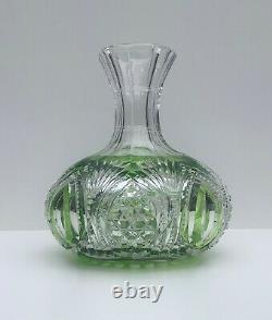 American Baccarat St. Louis Cut Glass Green to Clear Water Carafe