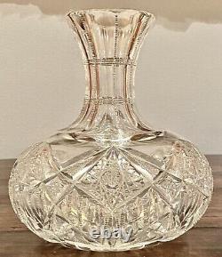 American Brilliant Cut Glass ABCG Crystal Decanter Squat Vase likely Dorflinger