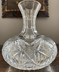 American Brilliant Cut Glass ABCG Crystal Decanter Squat Vase likely Dorflinger