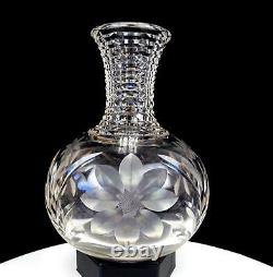 American Brilliant Cut Glass Crystal Floral Stepped Neck 7 7/8 Carafe 1890-1920