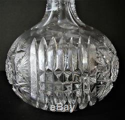 American Brilliant Cut Glass Decanter with Stars, Fans, Ribs