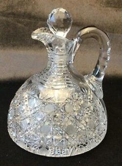 American Brilliant Cut Glass Handled Whiskey Decanter Excellent ABP