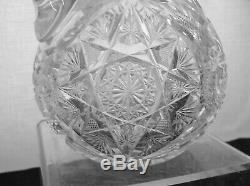 American Brilliant Cut Glass Meridein Florence Hobstar Duckbill Decanter