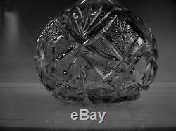 American Brilliant Cut Glass Mt Washington Primrose Pattern Globe Decanter