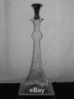 American Brilliant Cut Glass Tall Tuthill Unusual Decanter With Silver Stopper