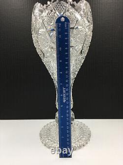 American Brilliant Cut Glass Vase Large Chalice Design Kelly & Steinman 14.25