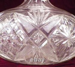 American Brilliant Cut Glass Water Carafe Starburst Diamond Fan Antique HELP