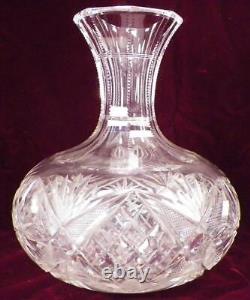 American Brilliant Cut Glass Water Carafe Starburst Diamond Fan Antique HELP