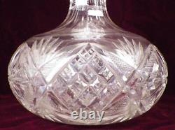 American Brilliant Cut Glass Water Carafe Starburst Diamond Fan Antique HELP