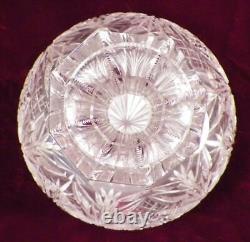 American Brilliant Cut Glass Water Carafe Starburst Diamond Fan Antique HELP