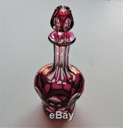 American Brilliant Period ABP Cranberry Cut-to-Clear Decanter