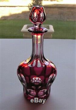 American Brilliant Period ABP Cranberry Cut-to-Clear Decanter