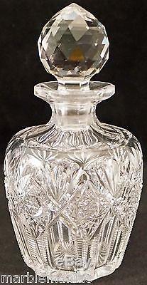 American Brilliant Period ABP Cut Glass Decanter Bottle with Stopper Signed Hawkes